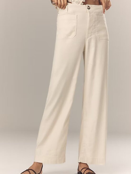 Anthropologie Pants - Anthropologie Maeve Colette Linen Wide-Leg Full-Length Pants 27 4 Ivory Cream